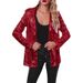 Women's Clothing new commuter style cardigan lapel long sleeved sequined casual suit_ecoleips.com