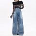 American High Street Design Splash Paint Graffiti Wide-Leg Jeans For Women, Autumn Vintage Distressed Post-Apocalyptic_ecoleips.com