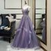 Elegant Purple Halter Top Tulle Evening Gown For Women Fairy-like Vocal Music Exam Dress Forest Style Colorful Women's Clothing_ecoleips.com
