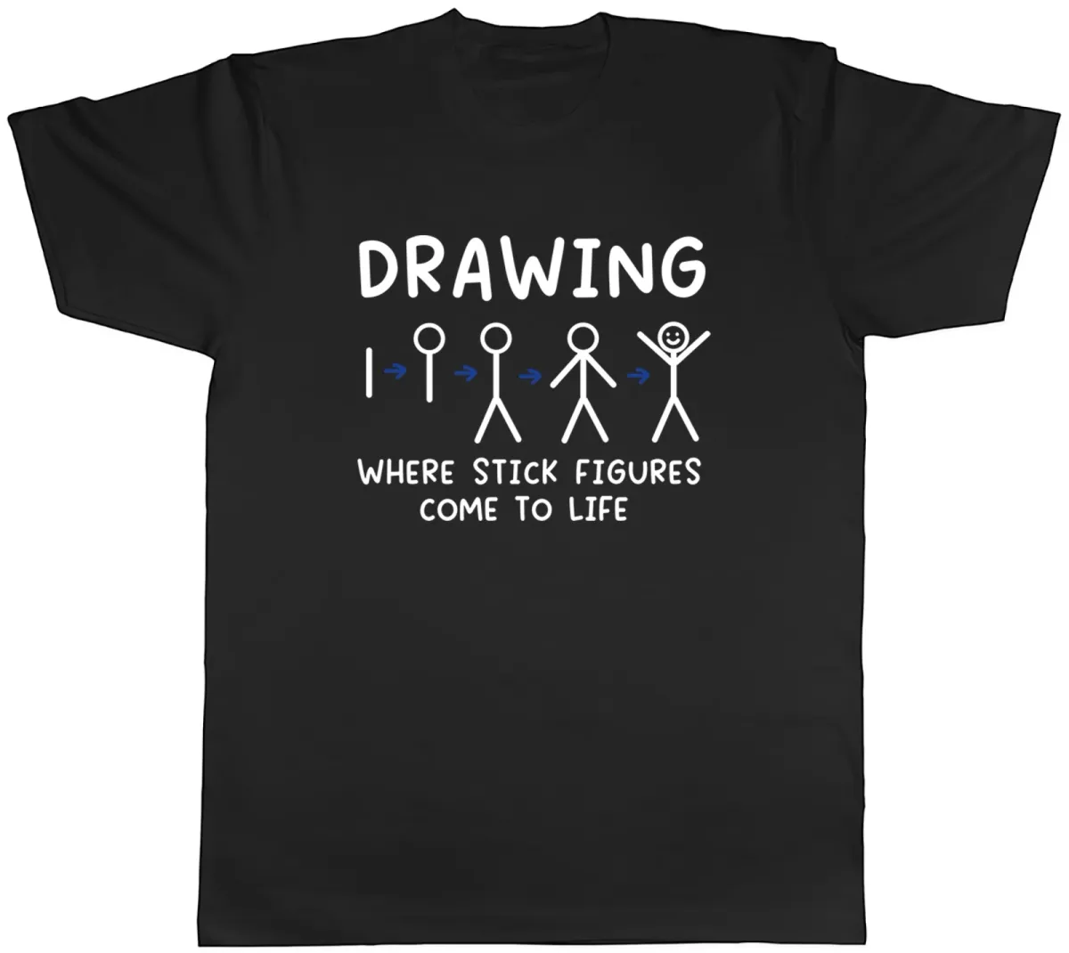 Women's T-Shirts Drawing Where Stick Figures Come To Life Funny Mens T-Shirt Tee Gift Top_ecoleips.com