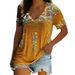 2026 New European & American Women's Summer Collection | Bohemian Printed V-Neck Short Sleeve T-Shirt_ecoleips.com