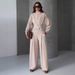 Elegant Autumn Women's Suit Set With Stand Collar, Zippered Cardigan & Wide-Leg Pants - Stylish Office Wear For European & American Fashion (XS-XXXL)_ecoleips.com