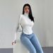 Voya Women's Pure Desire Sexy Style T-shirt For Spring And Summer, High Neck, Slim Fit, Revealing Figure, Inner Top_ecoleips.com