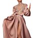 Women's Clothing Banquet High Waist Pink Evening Dress Sexy Slit Temperament Dress_ecoleips.com