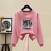 Women's Retro Chinese Style Fleece Lined Thickened round Neck Sweater Autumn/Winter 2023 Korean Lazy Style No Hood_ecoleips.com