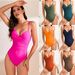 Women's Clothing One Piece Bikini Swimsuit, High Waisted, Ruffled, Solid Color, Hard Pack, Hot Spring Swimsuit_ecoleips.com
