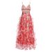 Floral Low Cut Maxi Dress American Style Summer Slimming Suspender Dress For Women Gentle Clothing_ecoleips.com