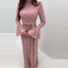 Fashion Lace High Waisted Prom Dress Female Casual Stand Collar Flared Sleeve Princess Dress Sexy Slim Fit Pleated Long Dresses_ecoleips.com