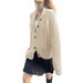 Diyun European And American Casual Simple Button Long Sleeve Shirt Jacket Woolen Women's Clothing 2025 Autumn Winter_ecoleips.com