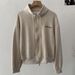 Letter Embroidered Zipper Sweater Jacket Fleece Thickened Loose Stand-up Collar Long-sleeved Top Women_ecoleips.com