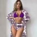 Women's Clothing New Bikini Three Piece Swimsuit High Waisted Printed Long Sleeved Cover Up Bikini_ecoleips.com