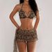 Women's Sexy Backless Bikini Set with Pleated Skirt 3 Piece Swimwear for Beach And Hot Spring_ecoleips.com