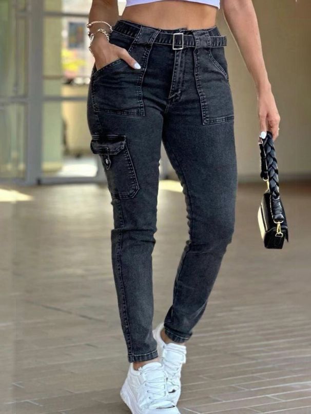 European And American Foreign Trade New Belt Women's Classic Sexy Tight Skinny Pants High Elastic Black Washed Workwear_ecoleips.com