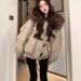 girl 2025 New American Retro Thickened Cotton Jacket With Large Fur Collar And Horn Buttons Women, Hooded Warm Coat For Women_ecoleips.com