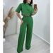Women's Clothing Cotton And Linen Short Tops High Waist Wide Leg Suit Pants Women's Suit_ecoleips.com