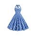 Retro Polka Dot Halter Neck High Waist Full Skirt Dress for Women European American Style Stage Group Performance Cross Border Spot Goods_ecoleips.com
