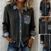 Women's Knitted Patchwork Denim Shirt Long Sleeved Cardigan Coat Autumn Winter Fashionable Versatile European American Style_ecoleips.com