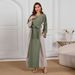 Muslim Cuff Tassel Abaya Long Dress Fashion Elegant Linen Color Block Cover-up Robe_ecoleips.com