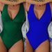 Women's Clothing Halter Neck Lace Up Swimsuit New Solid Color V Neck Belly Covering Conservative One Piece Swimsuit Female Summer Bikini_ecoleips.com