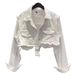 Women's White Denim Jacket Loose Fit Korean Style Short Top Spring Autumn New 2026_ecoleips.com