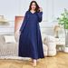 Muslim Party Dress For Women - Long Sleeve Retro Abaya With Nail Diamond Embellishments_ecoleips.com