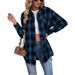 Aria Basics Aria Basics 2025 Cross-Border Women's Tops Autumn/Winter New Long-Sleeve Loose Casual European And American Plaid Shirt_ecoleips.com