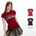 HeyHenry Women's Slim Fit T-Shirt round Neck Short Sleeve Versatile Casual Top Sexy Girl Niche Letter Print_ecoleips.com