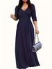 Women Sexy Bodycon Beach Bohemian Maxi Splicing Floral Print Dress For Women Casual Summer Sundress V-Neck 3/4 Sleeve_ecoleips.com