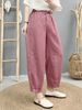 Suitable For All Seasons Pure Linen Casual 2025 Summer New Literary Elastic Waist Pocket Drawstring Balloon Pants For Women 2539_ecoleips.com