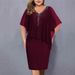 Women's Fashionable Trendy Solid Color V Neck Mid Sleeve Casual Dress Plus Size Summer_ecoleips.com