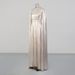 Women's Clothing Champagne Colored Rhinestone Embellished Round Neck Long Sleeve Maxi Dress Glossy Draped Fitted Waist Formal Women's Dress_ecoleips.com