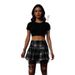 Women's Plaid Mini Skirt Cross Strap Lace Pleated New Style Spicy Girl Subculture Skirt For Autumn Winter_ecoleips.com