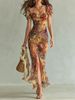Elegant V-Neck Wrap Dress With Floral Hem – Feminine & Flowy Spring Dress For Women_ecoleips.com