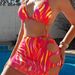 Women's Tie Dye Three Piece Bikini Set Sexy American Style Polyester Swimwear_ecoleips.com