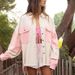 Women's Clothing Women's Casual Washed Denim Jacket Color Block Lapel Distressed Frayed Edges American Retro Style Spring Summer_ecoleips.com