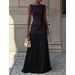 Elegant Patchwork Pleated Skirt Sets Women Sleeveless Crew Neck Top & Loose Skirt Female 2025 Ladies Evening Party 2 Piece Set_ecoleips.com