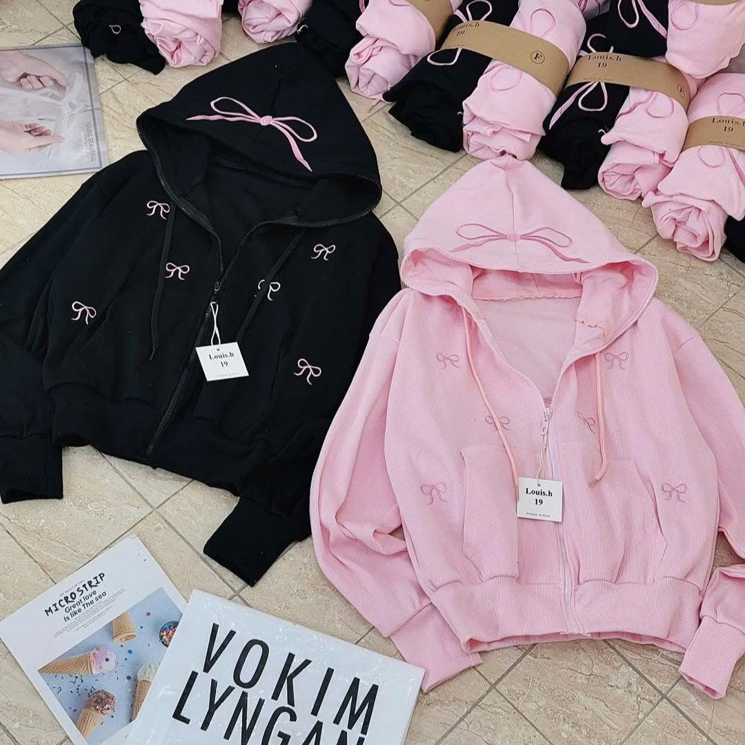 Women's Pink Oversized Hooded Zip-Up Sweatshirt With Embroidery - Cute Fall Loungewear For Petite Girls_ecoleips.com