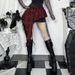 Irregular Plaid Lace Patchwork Midi Skirt XS25091 Dark Black New Summer Style Women's Comfortable Dress_ecoleips.com