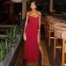 Elegant Halter Neck Midi Dress With Smocked Waist & High Slit, Bodycon Evening Dress For Women, Sophisticated Night Out & Party Wear_ecoleips.com