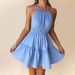 Voya Women's French Sexy Backless Dress, Summer Hanging Neck, Sweet Temperament, A-line Short Skirt_ecoleips.com