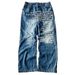 Men's And Women's American Retro Hip-hop Jeans - Loose And Loose, Street Style, With Letter Print_ecoleips.com