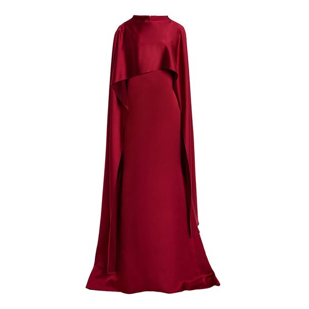 Elegant Shawl Dress For Women Solid Color Full Skirt Loose Fit High Waist New Style Party Wear_ecoleips.com