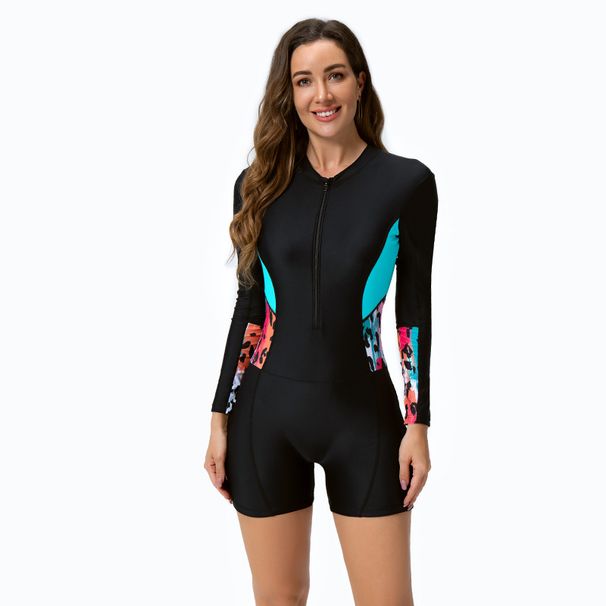 Women’s Clothing New Swimsuit Women's Long Sleeved Zipper Surfing Jellyfish Suit One Piece Boxer Diving Suit_ecoleips.com