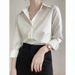 Simple Elegant Satin For Women, Commuting Shirt With Unique Design, Spring And Autumn New Style_ecoleips.com