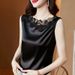 Lace V-neck Camisole For Women, Wide Shoulder, Sleeveless, 2021 Spring/summer Trendy Style, Inner Layer Base Shirt, Plus_ecoleips.com