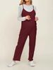 Women's Clothing Women's Adjustable Buckle Jumpsuit Solid Color With Wide Hip Pocket For Formal & Casual For Women_ecoleips.com