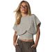 European And American Women's Clothing Spring And Summer New Fashion Street Casual Versatile Short-sleeved Striped Waist Short Top_ecoleips.com