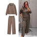 Women's Autumn Hoodie Sweatshirt & Jogger Pants Set - Streetwear Casual Outfit With Drawstring Hood & Pockets - Polyester Pullover & Lounge Pants_ecoleips.com