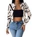 Elegant Women's Abstract Print Cardigan Top Fashion Casual Autumn/Winter New Style_ecoleips.com