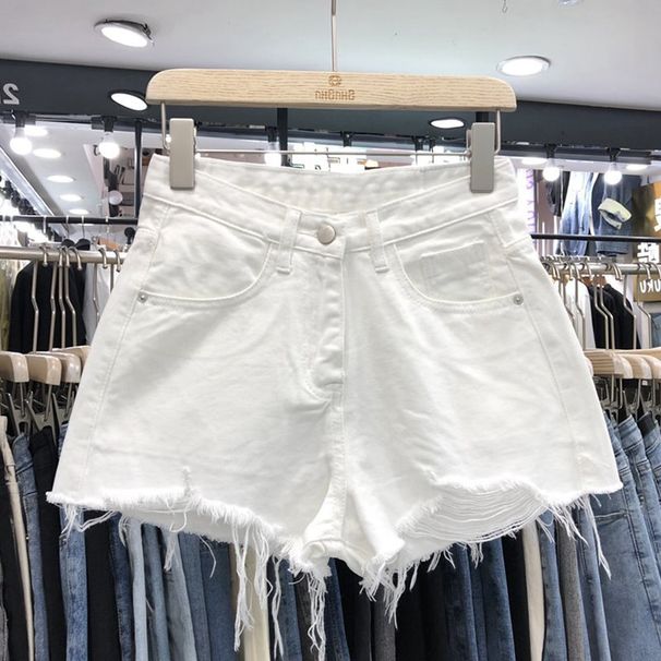 Women’s High-Waisted Distressed Denim Shorts – Frayed Hem & Button Details, Summer Casual Shorts In Black & More_ecoleips.com
